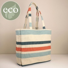 Blue Mix Striped Cotton Beach Bag by Peace of Mind